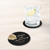50周年記結婚念ブラック·金ゴールド ラウンドペーパーコースター (インサイチュ)