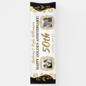 50周年記結婚念写真金ゴールドブラック 横断幕 (縦)