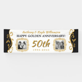 50周年記結婚念写真金ゴールドブラック 横断幕