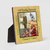 50周年記結婚念金ゴールドグリッター写真 フォトプラーク (正面)