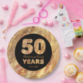 50周年記結婚念金ゴールドパーティー灯 ペーパープレート (パーティー)