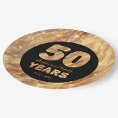 50周年記結婚念金ゴールドパーティー灯 ペーパープレート (アングル)