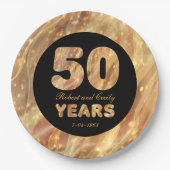 50周年記結婚念金ゴールドパーティー灯 ペーパープレート (正面)