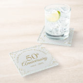 50周年記結婚念金ゴールド・ダスト・紙吹雪 ガラスコースター (アングル)