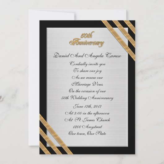50周年誓いの更新 エレガントな招待状 招待状 (正面)