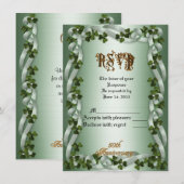 50周年誓いの更新 招待状 アイルランド風 シャムロックとリボン (正面/裏面)