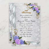 50周年誓いの更新 青とラベンダーのバラ 招待状 (正面/裏面)