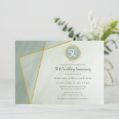 50周年誕生日グレー翡翠×ゴールドフレーム 招待状 (スタンド正面)