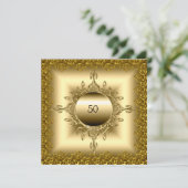 50周年誕生日パーティー ゴールド 招待状 (スタンド正面)