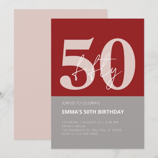 50周年誕生日祝い 招待状 (正面/裏面)