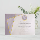 50周年誕生日 ミュートプラム ゴールドフレーム 招待状 (スタンド正面)