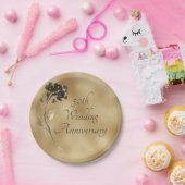 50周年金ゴールドフローラエレガント ペーパープレート (パーティー)