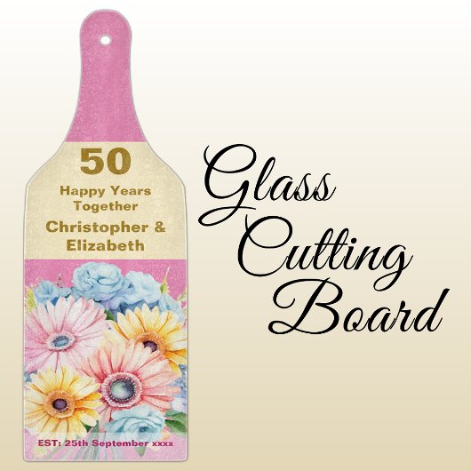 50周年金ゴールドフローラピンク カッティングボード