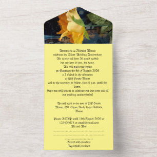 50周年金ゴールド結婚式招待状 オールインワン招待状