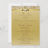 50周年金婚式の偽のスパンコールとリボン 招待状 (裏面)