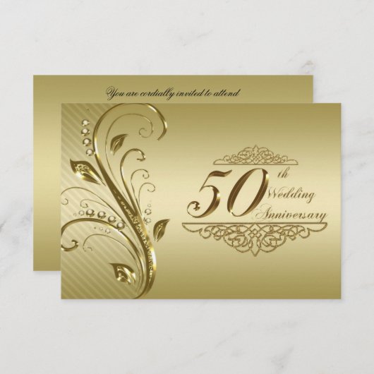 50周年金婚式出欠確認 招待状 (正面/裏面)