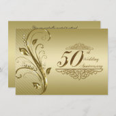 50周年金婚式招待状のデザインカード 招待状 (正面/裏面)
