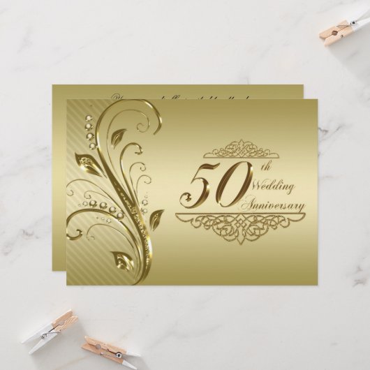 50周年金婚式招待状カード 招待状 (正面/裏面インサイチュ)