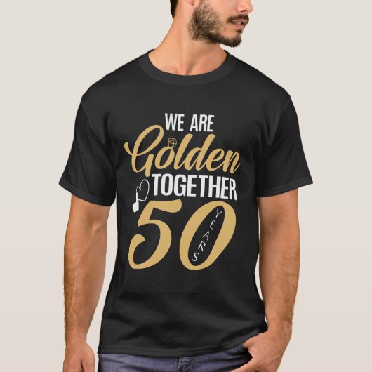 50周年金結婚色の50周年記念カップル Tシャツ (正面)