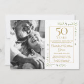 50周年金色結婚記念日グリーン写真 招待状 (正面)