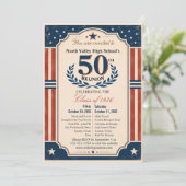50周年高校同窓会アメリカーナレッドブルー 招待状 (スタンド正面)