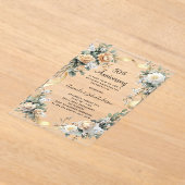 50周年黄結婚花模様金ゴールド アクリル招待状 (レイダウン)