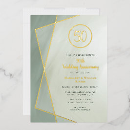 50周年 グレード翡翠にゴールド 箔招待状