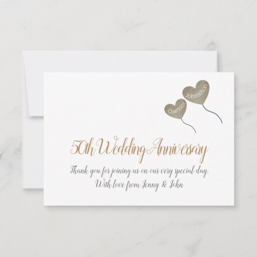 50周年 ゴールデンアニバーサリー ハート風船 ありがとう サンキューカード (裏面)