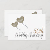 50周年 ゴールデンアニバーサリー ハート風船 ありがとう サンキューカード (正面/裏面)