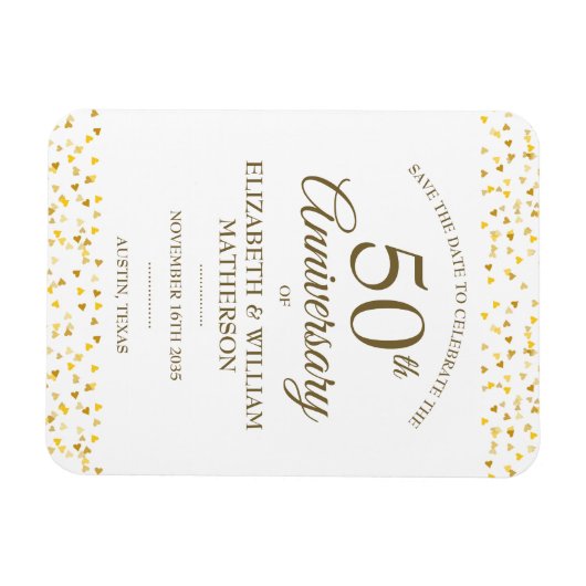 50周年 ゴールデンハートの記念日をお知らせ マグネット (横)