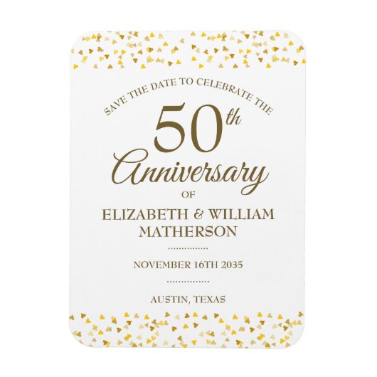 50周年 ゴールデンハートの記念日をお知らせ マグネット (縦)