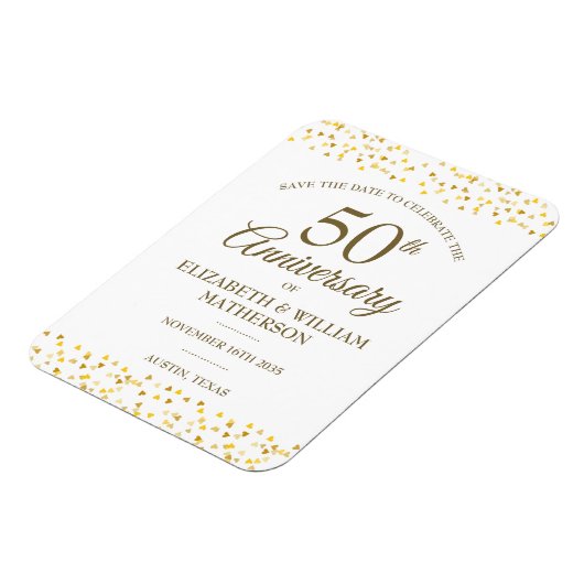 50周年 ゴールデンハートの記念日をお知らせ マグネット (左側)