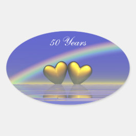 50周年 ゴールデンハート 楕円形シール