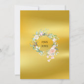 50周年 ゴールドの結婚記念日 ゴールド箔 花モチーフ セーブザデート (裏面)