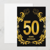 50周年 ゴールドグリッター 結婚記念日 招待状 (正面/裏面)