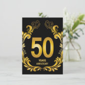 50周年 ゴールドグリッター 結婚記念日 招待状 (スタンド正面)
