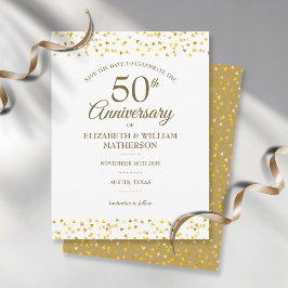 50周年 ゴールドラブハート Save the Date ポストカード