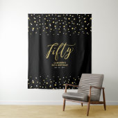 50周年 ゴールド&ブラック バースデーパーティー 背景布 タペストリー (インサイチュ)
