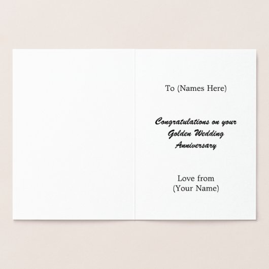 50周年(ゴールド)結婚記念日 - オーダーメイド 箔カード (内部)