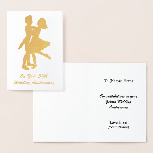 50周年(ゴールド)結婚記念日 - オーダーメイド 箔カード (ディスプレー)