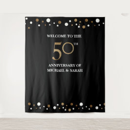 50周年 ゴールド 結婚記念日 フォトバックドロップ タペストリー