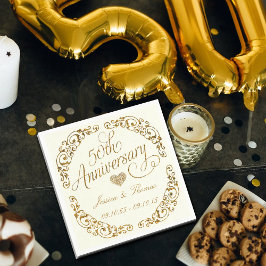 50周年 ゴールド 結婚記念日 紙ナプキン スタンダードカクテルナプキン