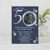 50周年 ツイライトブルー バブル バースデーパーティー フォト 招待状 (スタンド正面)