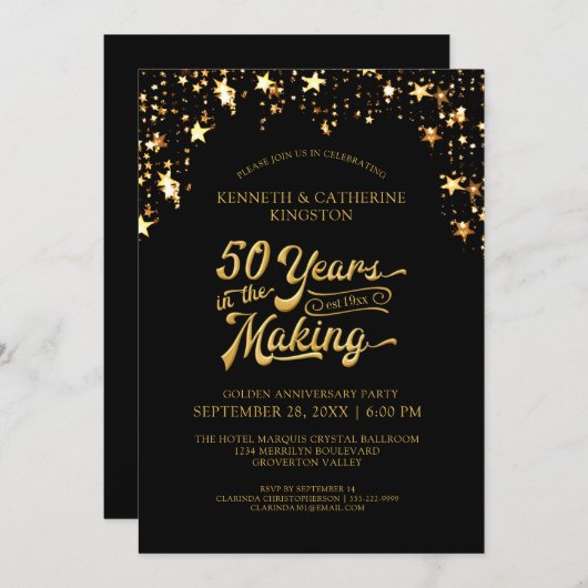 50周年 ブラック&ゴールドの星たち 50年 招待状 (正面/裏面)