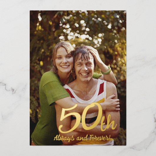 50周年 モダン 箔招待状 (正面)