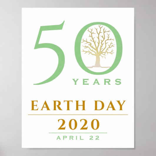50周年 地球の日 2020 ゴールドとグリーンの木 ポスター (正面)