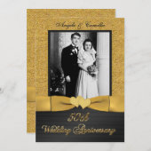 50周年 結ばれたハートの写真 ご招待3 招待状 (正面/裏面)