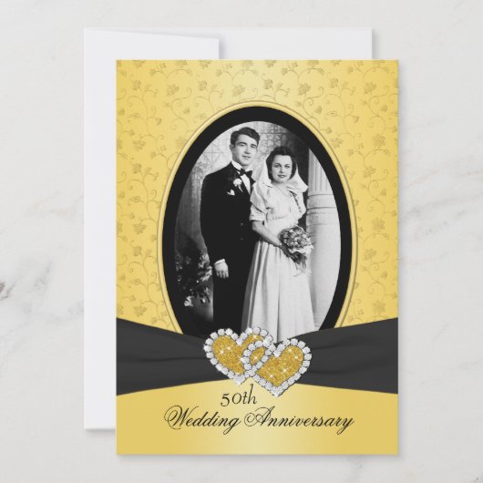 50周年 結婚記念日 喜びのハートII 招待状 (正面)