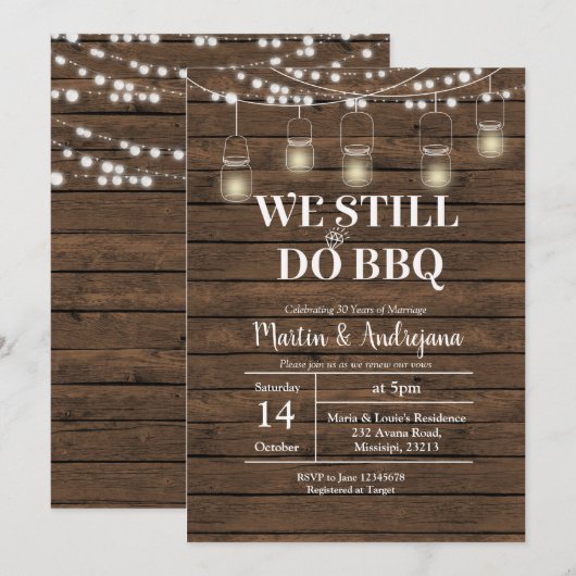 50周年 BBQスタイルの結婚記念日招待状 招待状 (正面/裏面)