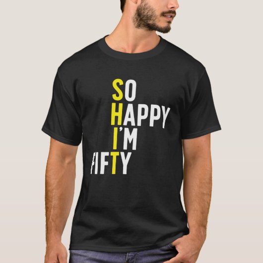50回の皮肉なユーモア50回おもしろいBで嬉しい Tシャツ (正面)